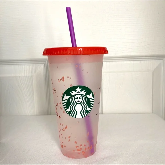 STARBUCKS Color Changing Confetti Cold Cup Red